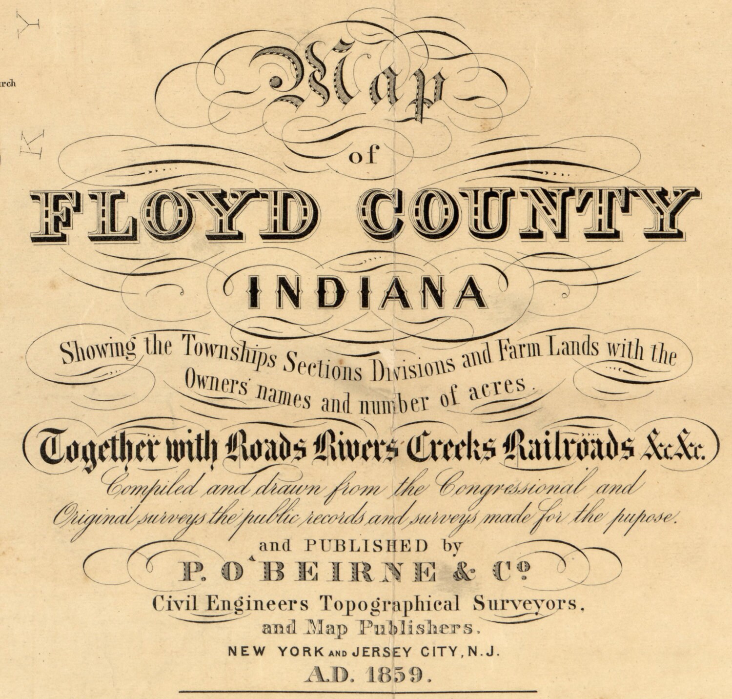 Floyd County Indiana 1859 Old Wall Map Reprint With Etsy