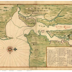 Manhattan 1639 Old Map  Vinckeboons  - New York City Reprint NYC
