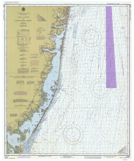 Sea Girt Light to Little Egg Inlet - 1983 Nautical Map Reprint