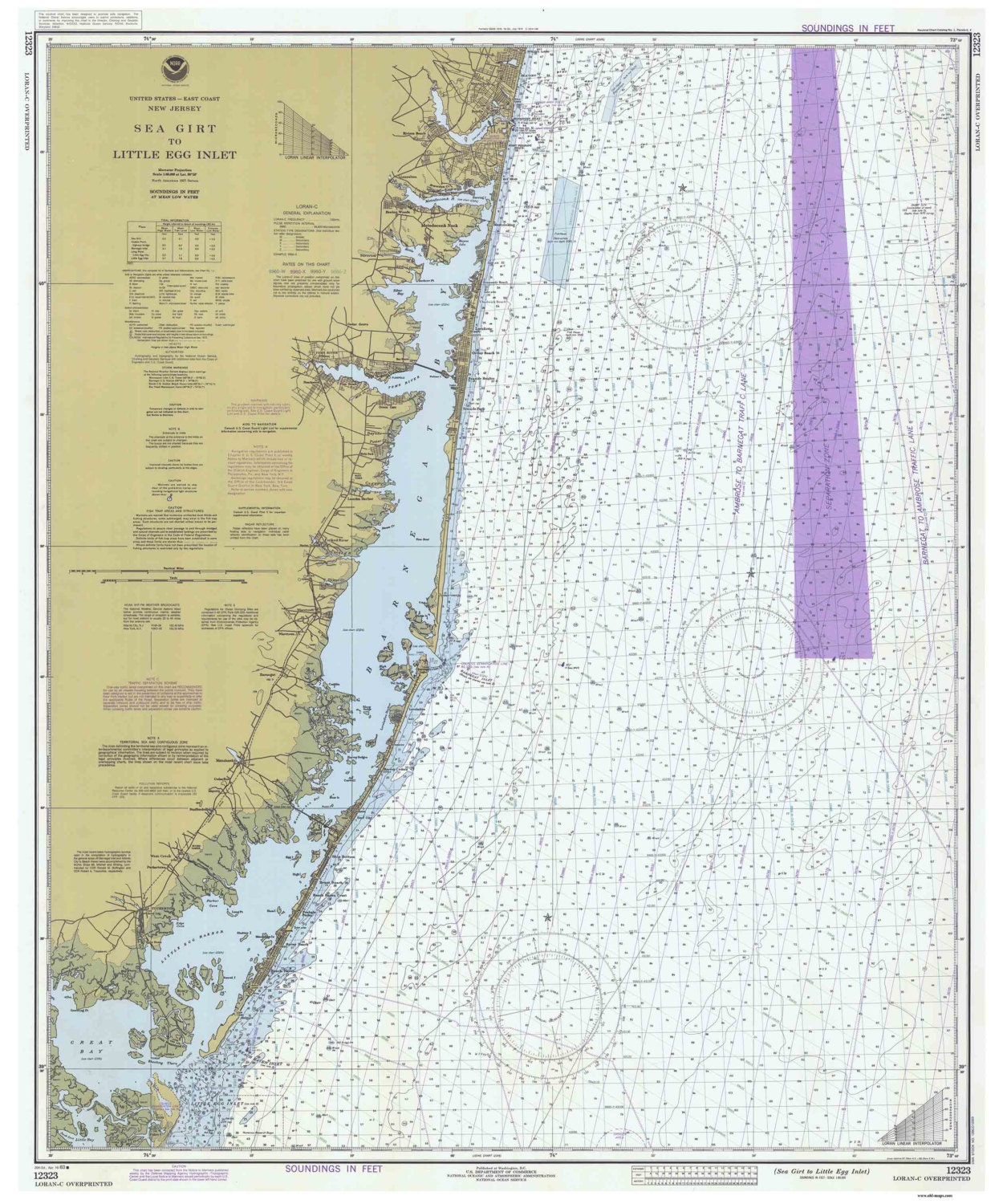 Sea Girt Light to Little Egg Inlet 1983 Nautical Map Reprint Etsy