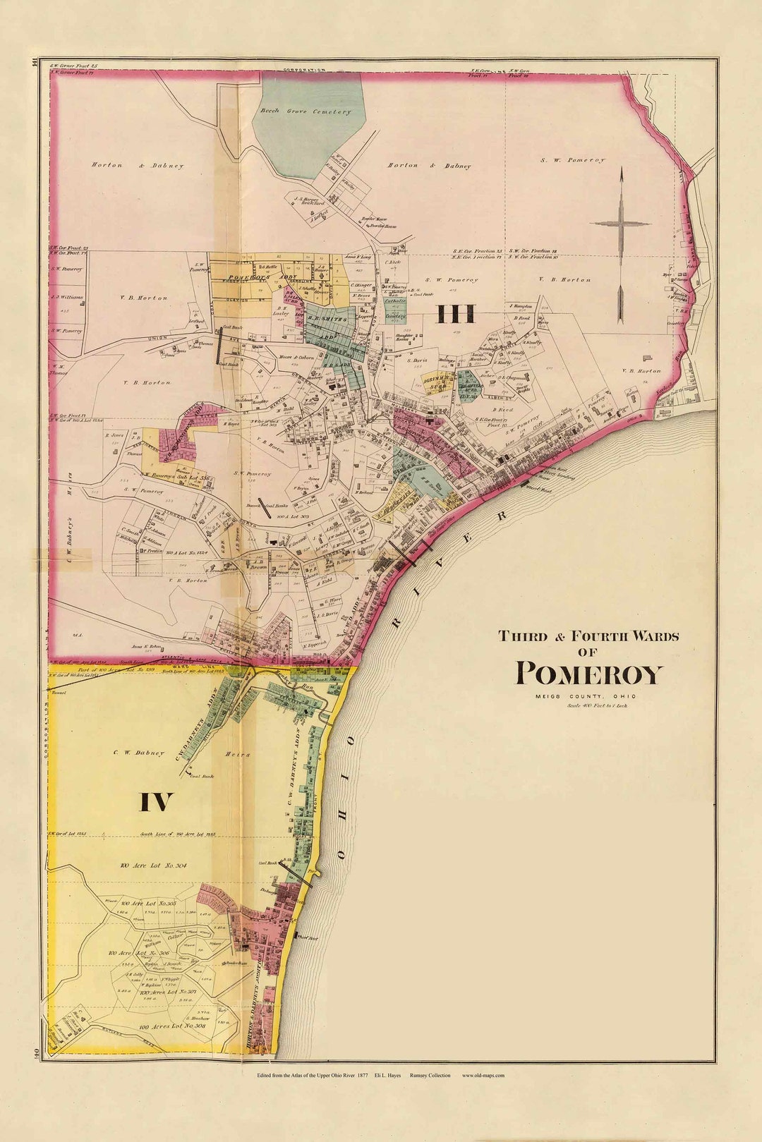 Pomeroy 1877 Old Town Map CUSTOM Meigs County Ohio Valley Etsy