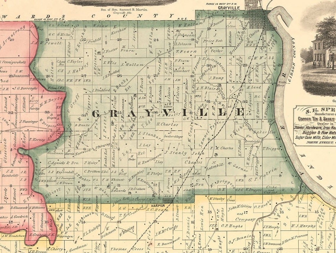 White County Illinois 1871 Old Wall Map Reprint with Homeowner Etsy