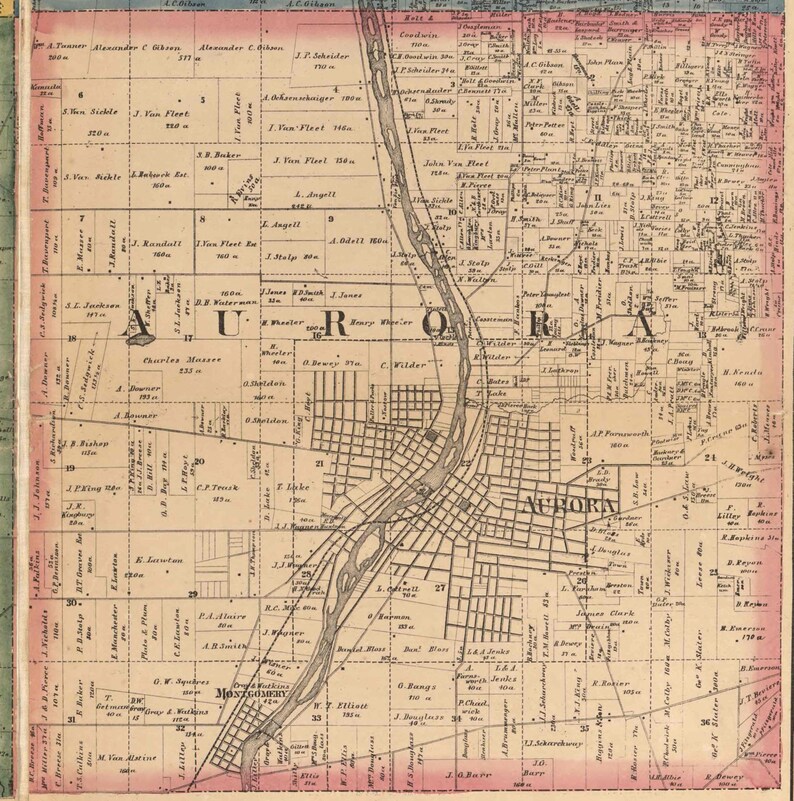 Kane County Illinois 1860 Old Wall Map Reprint With Etsy