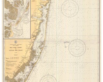 Sea Girt Light to Little Egg Inlet - 1933 Nautical Map Reprint - New Jersey - 80000 AC  chart 1216