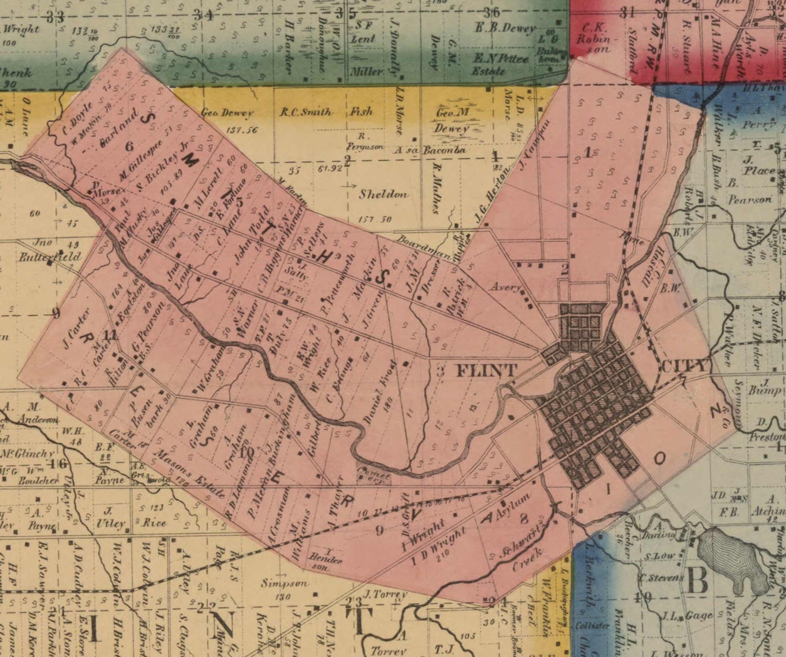 Genesee and Shiawassee Counties Michigan 1859 Old Wall Map Etsy
