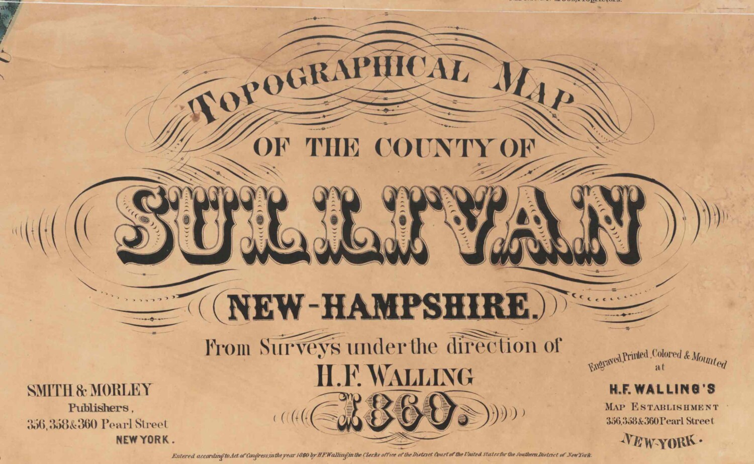 Sullivan County New Hampshire 1860 Old Wall Map Reprint Etsy