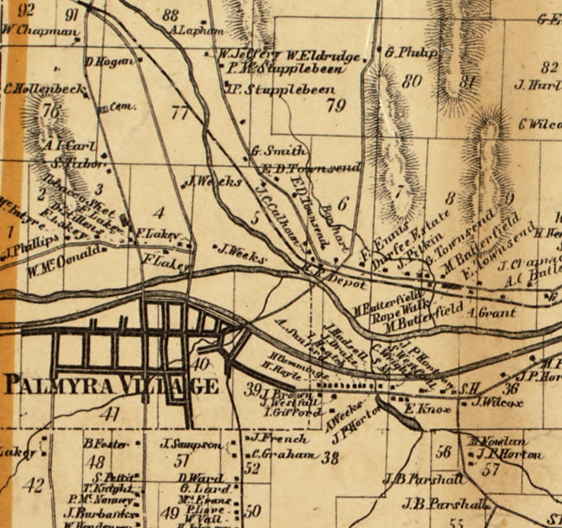 Wayne County New York 1858 Old Wall Map Reprint With Etsy