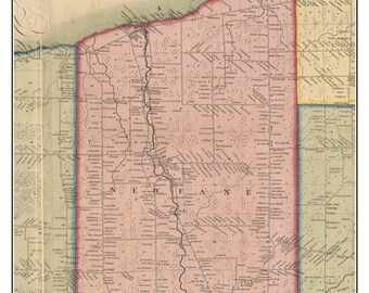 Newfane 1852 Old Town Map with Homeowner Names New York  - Reprint Genealogy Niagara County NY TM