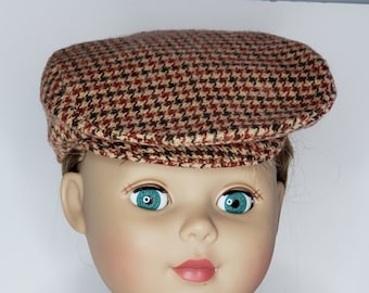 18 inch Doll Newsboy Cap Cabbie Golf Flat Paperboy Celtic Jeff Cap Old School Boy Hat Italian Driving Cap Derby Cap Brown Rust Tan Flannel