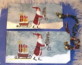 Handpainted Gift Tag Folk Art Santa Claus Christmas Tree Ornament Prim Santa Clause Ornie Package Tag Gift Wrap