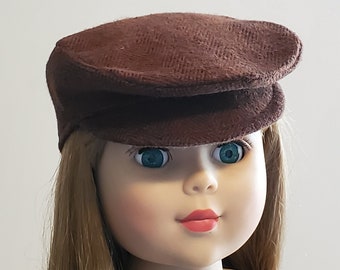 18" Doll Flat Newsboy Cap Paperboy Hat Brown Flannel Flat Cap Jeff Cap Teddy Bear Golfing Hat Old School Boy Italian Driving Jockey Hat S