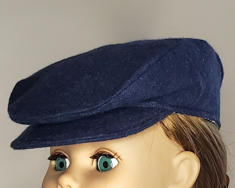 Paperboy Newsboy Cap 18 Inch Doll Navy Flannel Flat Cap Golf Hat Jeff