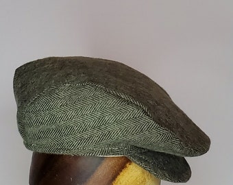 Newsboy Cap 18 inch  Flannel Doll Paperboy Hat Golf Derby Jockey Cap Newsboy Hat Old School Boy Hat-Italian Driving Cabbie Scully Olive Gray