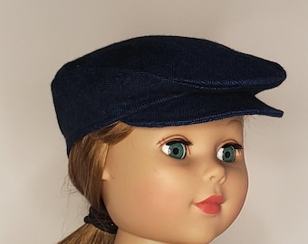Navy Blue Flannel Flat Cap Newsboy18, inch Doll Hat
