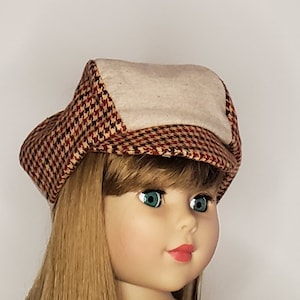 Newsboy Hat 18 Inch Doll Gatsby UK Newsboy Cap Flat Cabbie, Paddy Ivy Cap Scally Wigens Baker Boy Hat Red Tan Checked Flannel