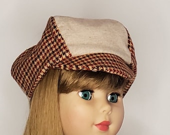 Newsboy Hat 18 Inch Doll UK Newsboy Cap Flat Cabbie, Paddy Ivy Cap Scally Wigens Baker Boy Hat Red Tan Checked Flannel