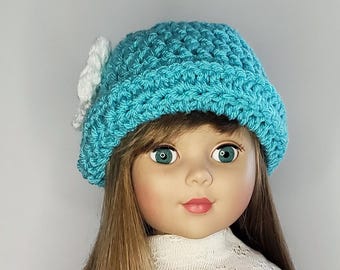 Crocheted Turquoise Cloche Hat, 18 inch Doll American Girl Doll Clothes