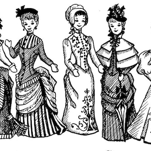 1870 - 1890s Victorian & Wild West Costume Sewing Pattern Collection for 11-1/2" Fashion Dolls - INSTANT DOWNLOAD PDF ePattern