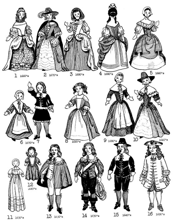 BARBIE /& KEN COLONIAL MAN /& WOMAN OUTFIT PATTERN