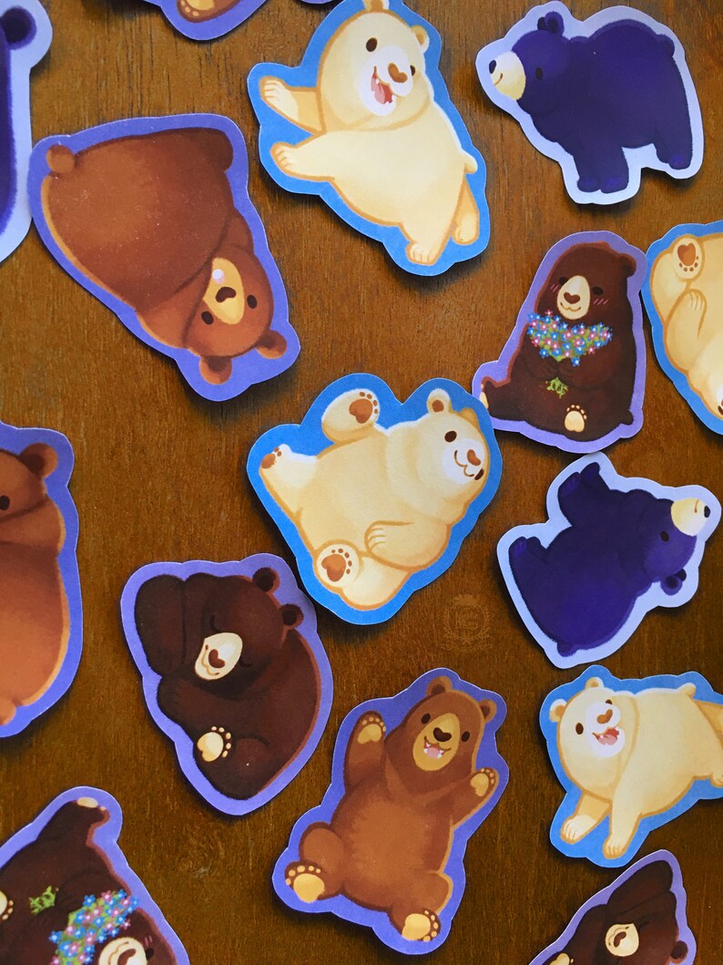 Fuzzy Bear Stickers Etsy