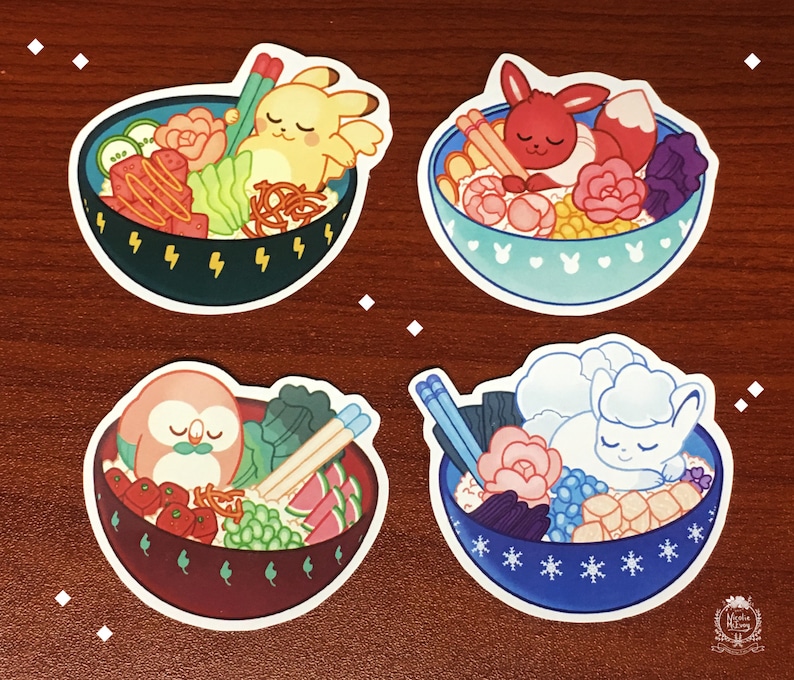 Poke Bowls Stickers Etsy