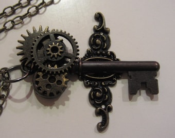 Flights of Fantasy Steampunk Skeleton Key Necklace