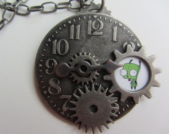 Time for Gir Clock Face Necklace