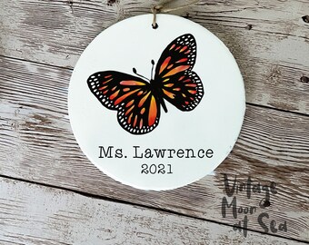 Monarch butterfly wood and resin teacher ornament , teacher gift, bespoke ornament, school gift, back to school gift, teacher appreciation