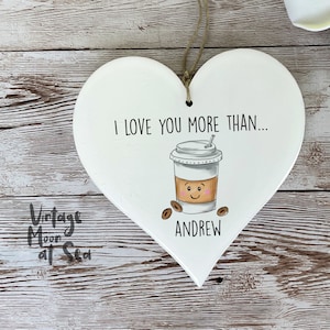 I Love You More than Coffee wood and resin ornament | wedding gift | first married Christmas | personalized anniversary gift