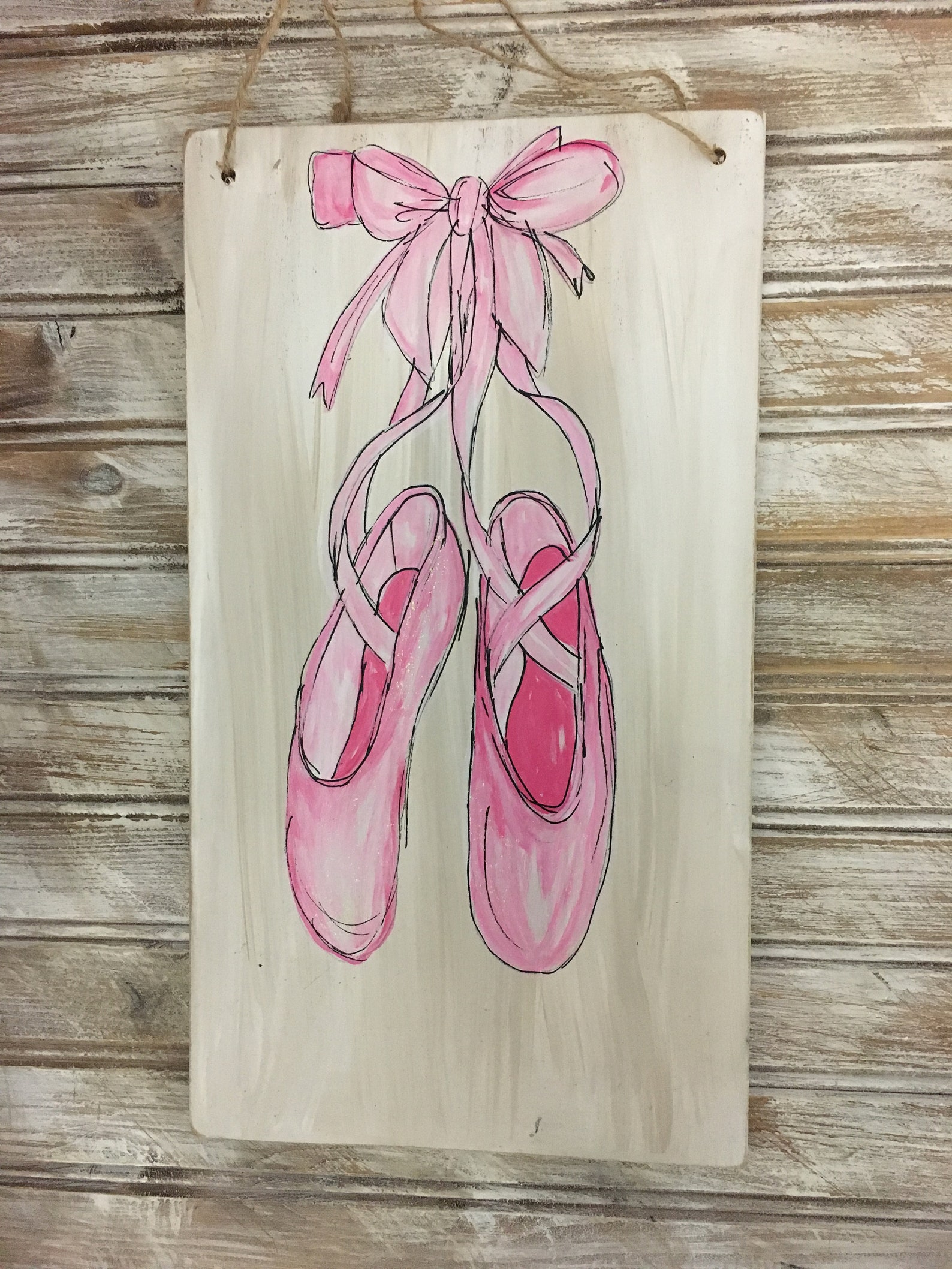 ballet shoes sign, ballerina sign ballerina decor nursery decor, gift for dancer, clearance sale, ballet shoes art