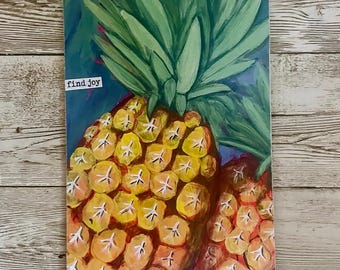 Pineapple wooden postcard, Hawaii gift, tropical art