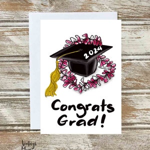 Tarjeta de graduación, tarjeta de arte caprichosa, tarjeta de felicitación de Hawái, tarjeta en blanco, papelería doblada, hecha en Hawái
