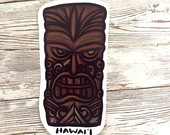Tiki vinyl waterproof sticker, water bottle, Hawaii sticker, decal