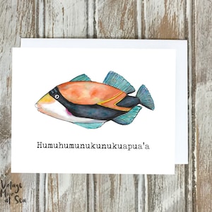 Carte de correspondance Humuhumunukunukuapua'a, carte d'art fantaisiste, carte de voeux d'Hawaï, poisson de l'État d'Hawaï, carte vierge, papeterie pliée, fabriquée à Hawaï