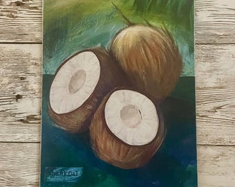 Coconut wooden postcard, Hawaii gift, tropical art