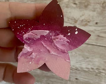Hand-Painted Plumeria Wood Magnet, Hawaii Art