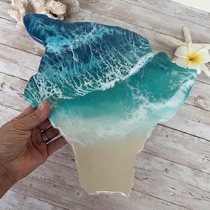 Big Island Art  | 12&quot; Resin Ocean Wave art | tropical resin art | Hawaii art | Hawaii decor | beach art