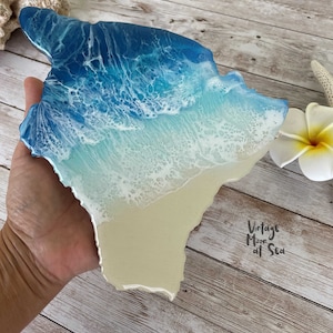 Big Island Art  | 8" Resin Ocean Wave Art | tropical resin art | Hawaii art | Hawaii decor | beach art