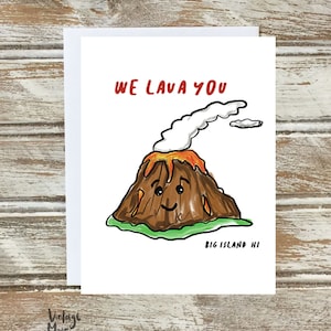We Lava You Grußkarte, wunderliche Kunstkarte, Hawaii Grußkarte, Blanko Karte, gefaltetes Briefpapier, made in Hawaii