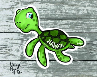 Pegatina de vinilo impermeable Honu, tortuga marina, botella de agua, pegatina de Hawái, calcomanía para coche