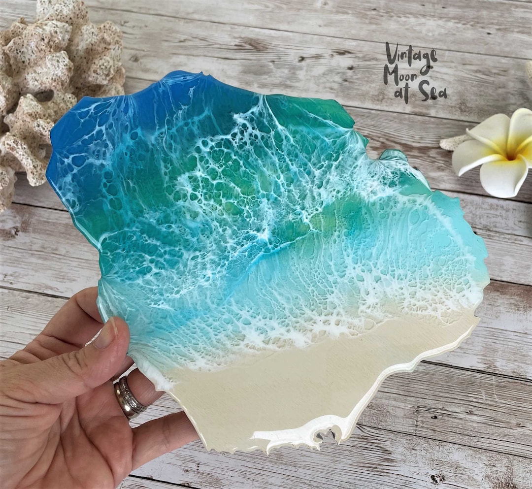 8 Resin Ocean Kauai Mini Art Tropical Resin Art Nursery Decor Hawaii