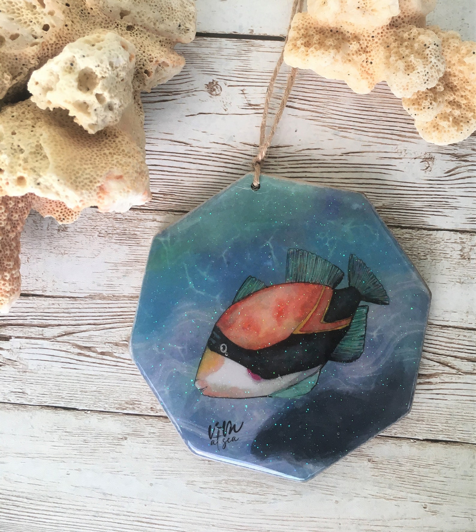 Humuhumu resin ornament Hawaii gift beach art Hawaii art Etsy