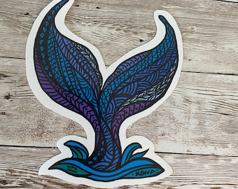 Whale Tail vinyl waterproof sticker, water bottle, Hawaii sticker, decal