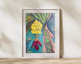 Banana Tree Print, Hawaii artist. wood panel, 8" x 10", 11" x 14"