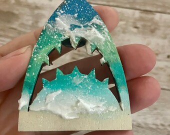 Hand-Painted Shark Wood Magnet, Hawaii Art