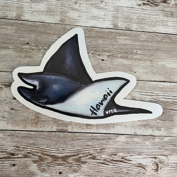 Manta Ray vinyl waterproof sticker, water bottle, Hawaii sticker, decal