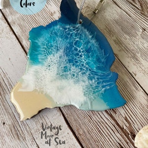 Big Island ocean wave luggage tag, wood and resin luggage tag,  Hawaii art, gift for traveler, suitcase tag