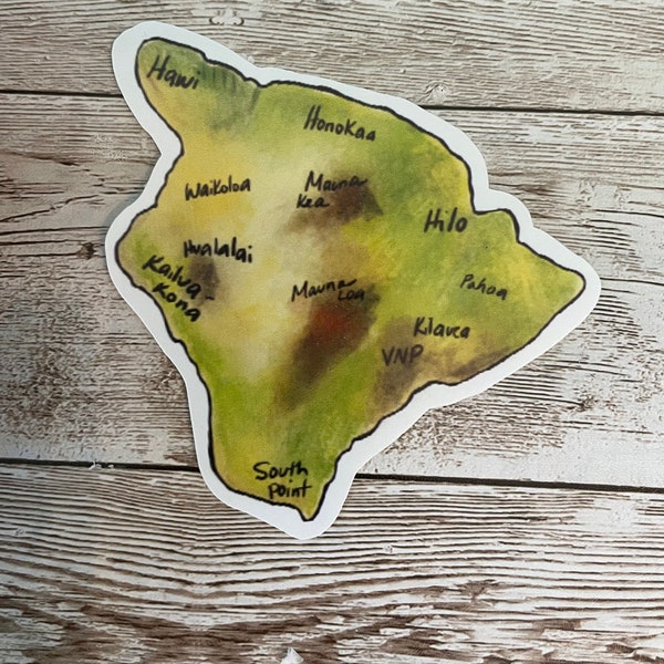 Big Island vinyl waterproof sticker, water bottle, Hawaii sticker, decal