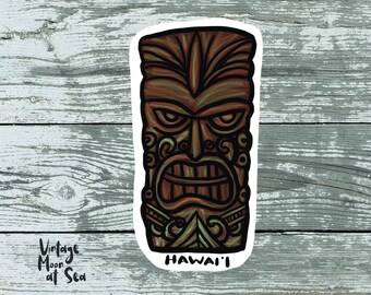 Tiki vinyl waterproof sticker, water bottle, Hawaii sticker, decal