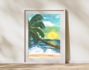Forever Beach Print, Hawaii artist. wood panel, 8" x 10", 11" x 14"